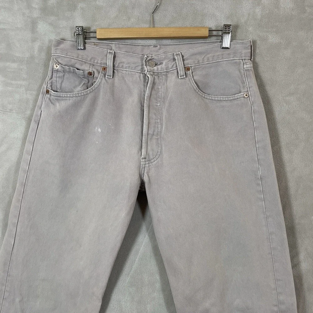 VTG Levi's 501 0648 Light Gray Denim Jeans Made in USA Men's 34x34 (fit 33x33)